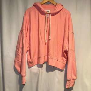 Aerie Pink Cropped Hoodie with Drawstring Hood - Size XL - Like New